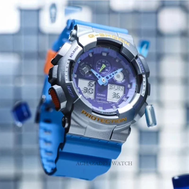 ساعت مردانه جی‌شاک آبی G-SHOCK CASIO GA-100EU-8A2DR