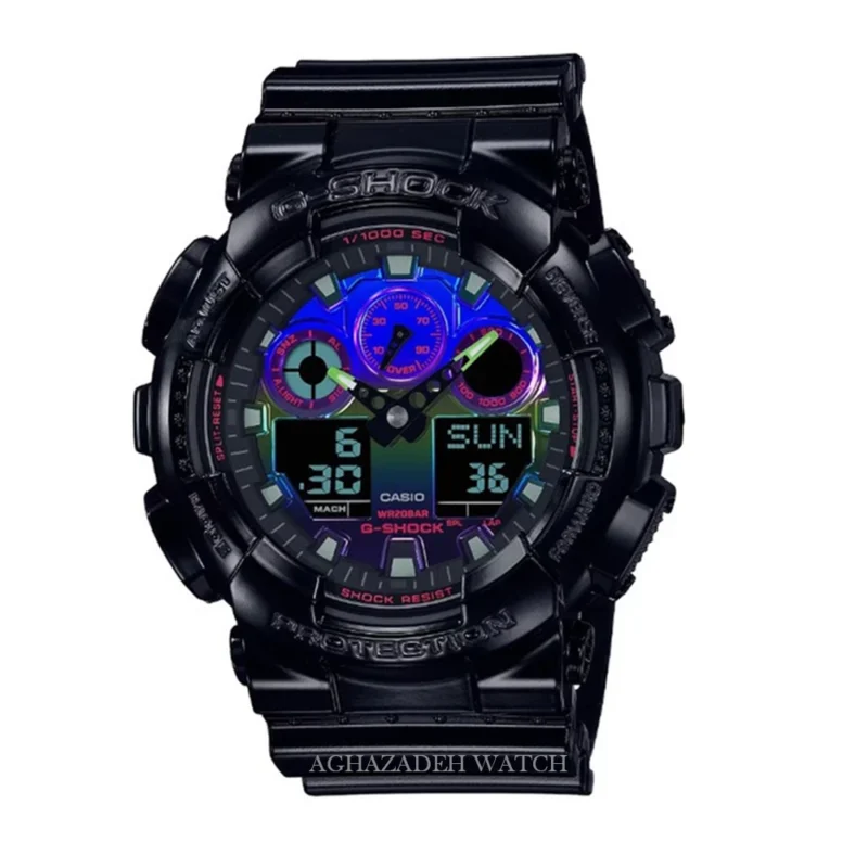 ساعت مردانه جیشاک بلک G-SHOCK CASIO GA-100RGB-1ADR