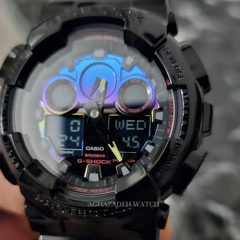 ساعت مردانه جیشاک بلک G-SHOCK CASIO GA-100RGB-1ADR