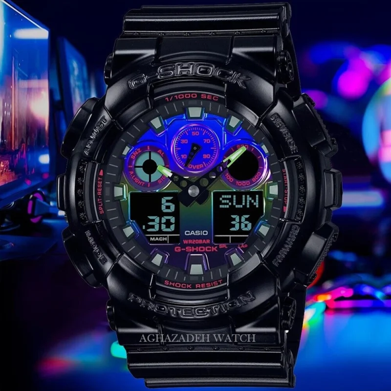 ساعت مردانه جیشاک بلک G-SHOCK CASIO GA-100RGB-1ADR