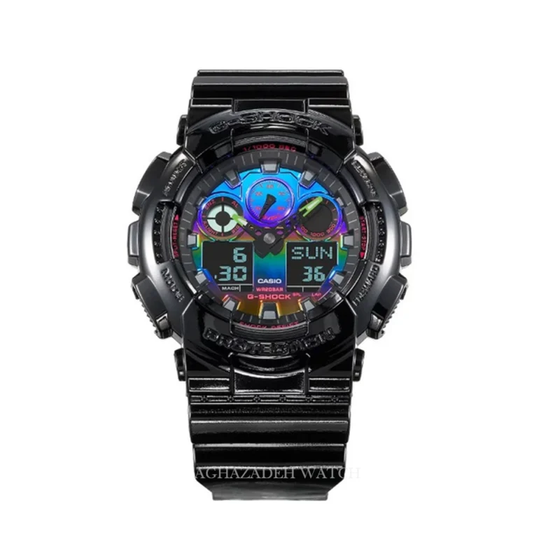 ساعت مردانه جیشاک بلک G-SHOCK CASIO GA-100RGB-1ADR