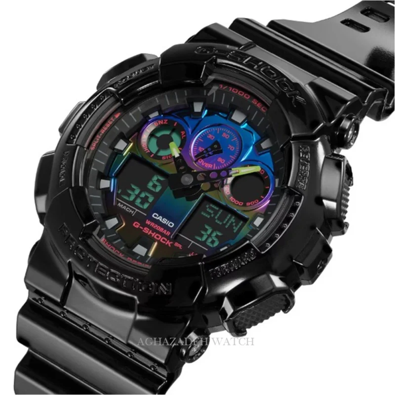 ساعت مردانه جیشاک بلک G-SHOCK CASIO GA-100RGB-1ADR