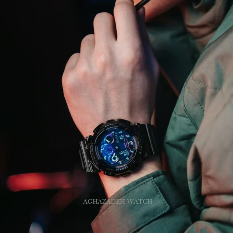 ساعت مردانه جیشاک بلک G-SHOCK CASIO GA-100RGB-1ADR